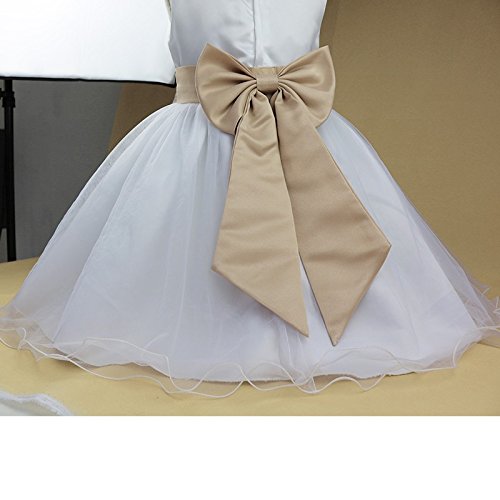 IEFIEL Vestido de Princesa Niña Tutú Vestido Blanco de Fiesta Boda Bautizo para Niñas Vestido de Flores Cumpleaños Princesa Elegante 2 Años-14 Años Beige Oscuro 5 años