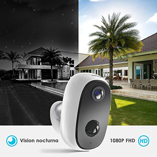 ieGeek Camaras de Vigilancia WiFi Exterior con Batería Recargable de 10000 mAh, Cámara IP de Seguridad Wi-Fi 1080P con Impermeable, Detección de Movimiento PIR, Visión Nocturna, Audio de 2 Vias