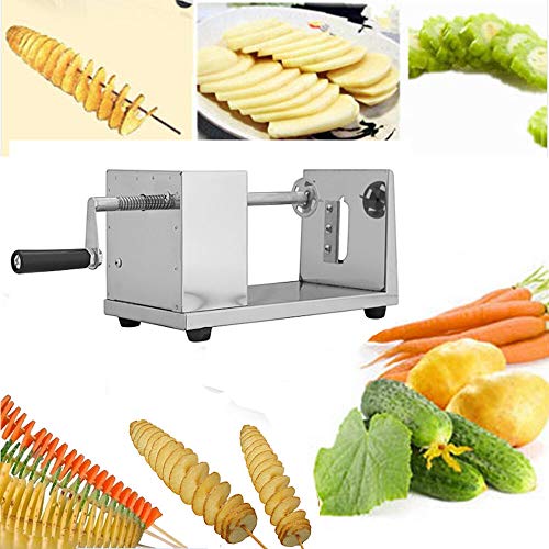 Iglobalbuy Acero Inoxidable Cortador de Patatas Manual Rizado Chips de Patata Vegetal Espiral Twister Cortador Máquina