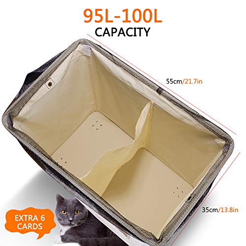 IHOMAGIC Cesto para la Colada 2 Compartimiento con 6 ficha y 4 Rueda, Plegable Cesta de lavandería Colector de Ropa para el hogar para Cocina Dormitorio Hotel Viaje 105L lasificador de Lavadero