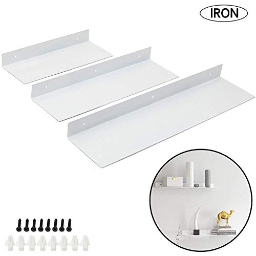 Ihomepark Estanteria Pared - Baldas Estanterias Pared Cubos Juego, Estanterias de Pared Madera para Libros CDs en Hierro Metal, Estantes Flotantes de Pared Decoración Creatividad 3 Pack Blanco