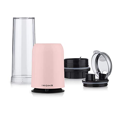 IKOHS Batidora de Vaso MOI - Batidora de Vaso Individual para Smoothies y Batidos, 230 W, Individual, Portátil, Cuchillas de Acero Inoxidable, 230W, Libre de BPA, Diseño Exclusivo, Color Rosa