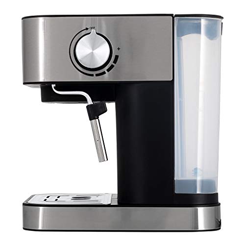 IKOHS Cafetera Expresso Automática TAZZIA - Cafetera Espress para Espresso y Cappuccino, 20 Bares, 1100 W, 1,5 litros, Vaporizador Orientable, Doble Salida, Regulador de Presión (Gris - TAZZIA Aroma)