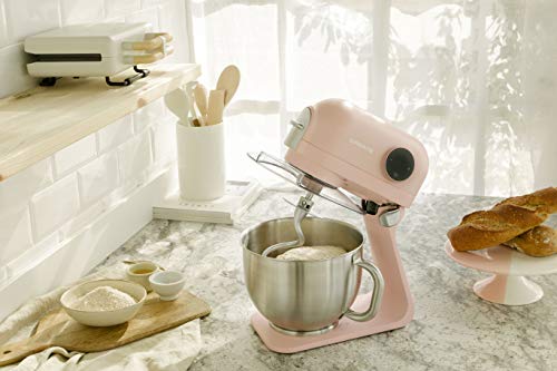 IKOHS DOWNMIX Retro - Batidora Amasadora, Amasadora para Repostería, Robot de Cocina Automática Multifuncional con Tres Accesorios, 5L, 6 Velocidades, 1200W, Bol de Acero Inoxidable (Rosa Pastel)