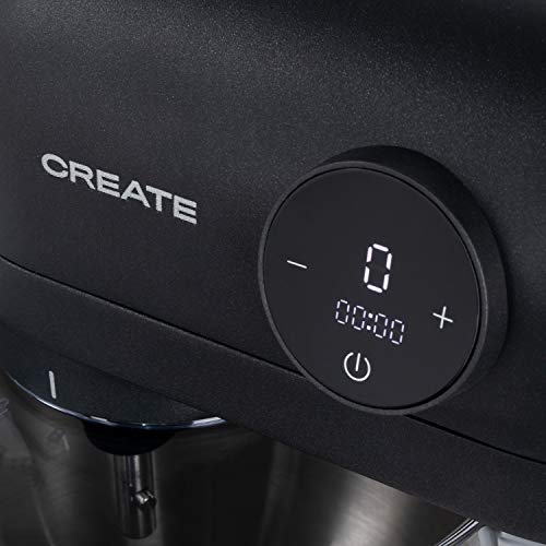 IKOHS DOWNMIX Retro - Batidora Amasadora, Amasadora para Repostería, Robot de Cocina Automática Multifuncional con Tres Accesorios, 5L, 6 Velocidades, 1200W, Bol de Acero Inoxidable (Negro)