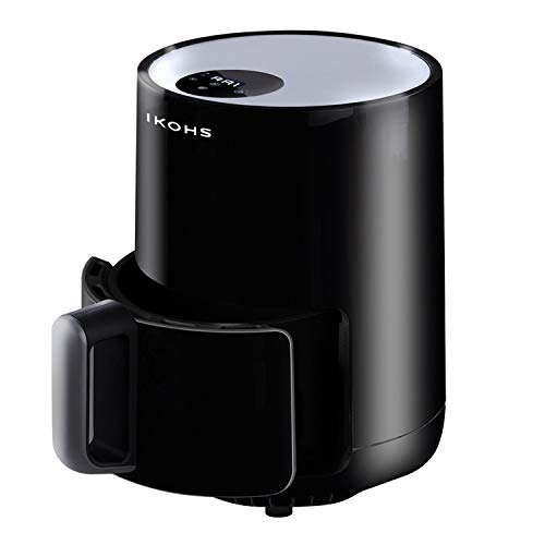 IKOHS IKOFRY Healthy Touch -Freidora sin Aceite, de Aire sin Aceite, Capacidad 1,5 l, 900W, Cesta Antiadherente, selector de Temperatura 80-200°, Apagado automático, Libre de BPA, Programable, Negro