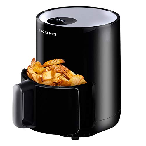 IKOHS IKOFRY Healthy Touch -Freidora sin Aceite, de Aire sin Aceite, Capacidad 1,5 l, 900W, Cesta Antiadherente, selector de Temperatura 80-200°, Apagado automático, Libre de BPA, Programable, Negro