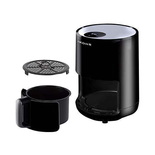 IKOHS IKOFRY Healthy Touch -Freidora sin Aceite, de Aire sin Aceite, Capacidad 1,5 l, 900W, Cesta Antiadherente, selector de Temperatura 80-200°, Apagado automático, Libre de BPA, Programable, Negro