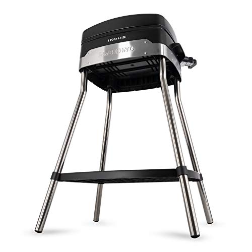 IKOHS R&B King - Barbacoa Eléctrica de Exterior, con Patas Acero Inoxidable, 2000W, Termostato Regulable en 5 potencias, Plancha de la Parrilla de 3 Superficies, Fácil de Limpiar, 38,1x43,1x82 cm