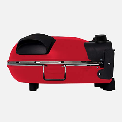 IKOHS VULCANO Pizza Maker - Horno Eléctrico Pizzas, Base de Piedra Especial para cocinar Pizza, 31 CM Diámetro, 1200 W, Temperatura hasta 350°, Niveles Potencia 5, Con Temporizador, Autoapagado (Rojo)