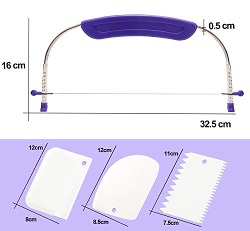 ilauke Cortador Rebanadora & Nivelador Hoja de Sierra Ajustable y 3pcs Tarta Scraper