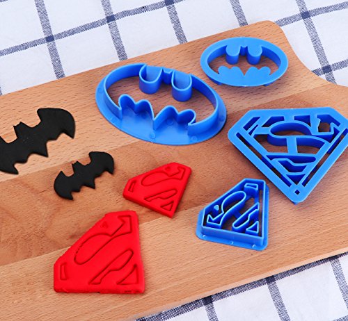 ilauke Cortadores de Galletas Moldes de Repostería Superman Batman Superheroes para Decoración de Pastel Cookie Fondant, 4 Piezas