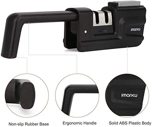 imarku Afilador de Cuchillos Profesional con Piedra de afilar y Base Antideslizante, Plegable para afilar Cuchillos de Cocina (MDQ*A)