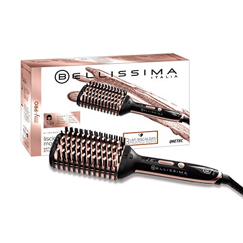 Imetec Bellissima My Pro Magic Straight Brush PB11 100 - Cepillo eléctrico alisador elegido, 3 lados externos calefactores, tecnología de iones, revestimiento de cerámica, 160 ºC a 210 ºC