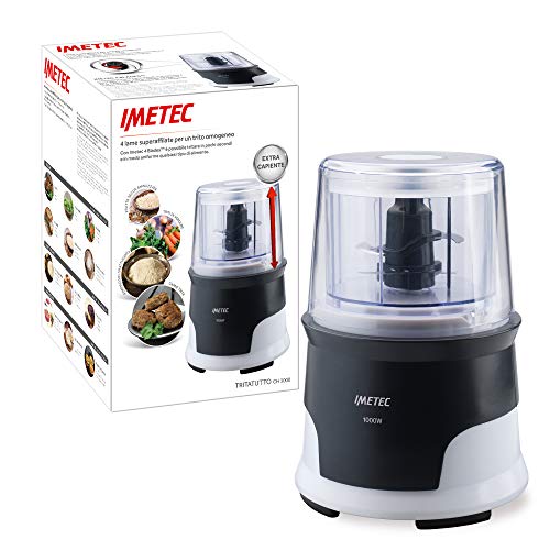 Imetec CH 3000 - Picadora, 4 Cuchillas de Acero Inoxidable, Recipiente de Gran Capacidad de 600 ml, 18.000 rpm, Funcionamiento a Presión, 1000 W