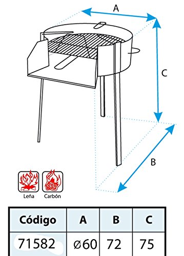 Imex El Zorro 71582 Barbacoa redonda con soporte para paella, diámetro 60 x 75 cm