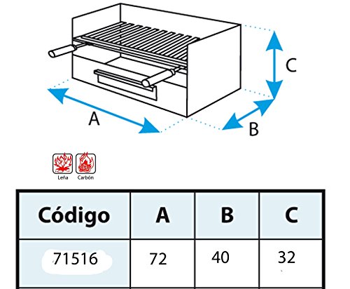 Imex El Zorro Cajón para barbacoa con parrilla de inox, 72 x 40 x 33 cm, GRIS, 71516