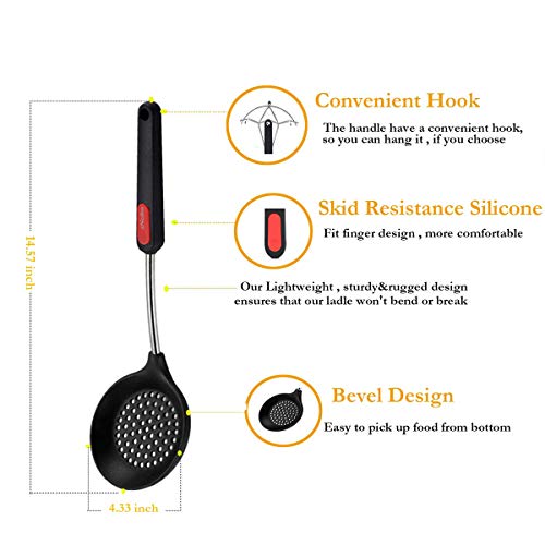 iNeibo Espumadera Cocina, Espumaderas de Cocina Acero Inoxidable Resistente al Calor y Silicona Alimentaria