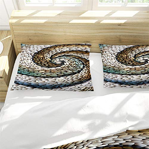 INFANDW Impreso Funda de edredón 200x200cm Piedra Blanca Muy Suave Cremallera Microfibra poliéster Juego de Cama y Fundas de Almohada Juego de 3 Piezas