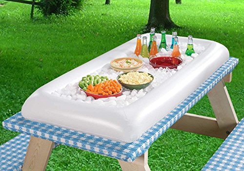 Inflable Piscina Mesa de Bar Gran Buffet Bandeja Servidor con Tapón de Drenaje Mantener Ensaladas y Bebidas Fría de Hielo para Fiestas Indor al Aire Libre Uso Bar Accesorios de Fiesta