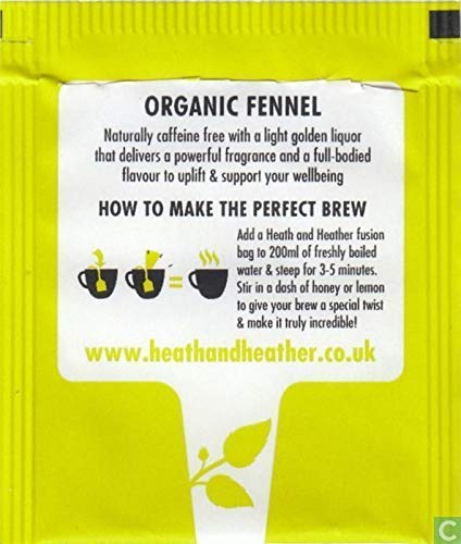 Infusión de hinojo orgánico Heath & Heather naturalmente sin cafeína - 1 x 20 bolsitas de té (30 gramos)