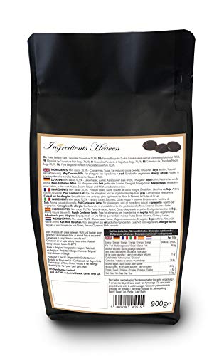 Ingredients Heaven - 70,5% Cobertura de Chocolate Negro Belga - Finest Belgian Dark Chocolate Couverture - 900g