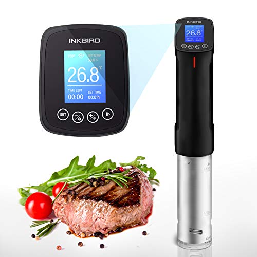 Inkbird Sous Vide Aparato de Cocina Precisión Circulador de Inmersión Termal con Pantalla LCD Legible, Wi-Fi 1000W Temporizador Ajuste de Temperatura, Máquina de Cocción al Vacío de Acero Inoxidable