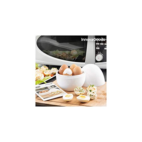 Innovagoods bb_V0101051 Cuecehuevos Para Microondas Con Recetario Boilegg, Blanco