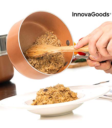 InnovaGoods IG813918 Batería de Cocina con Vaporera Copper-Effect (6 Piezas), aluminio, acero inoxidable y vidrio