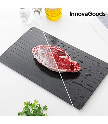 InnovaGoods Placa de Descongelación Rápida de Alimentos, Aleación de Metales, Negro, 35x1x20.5 cm