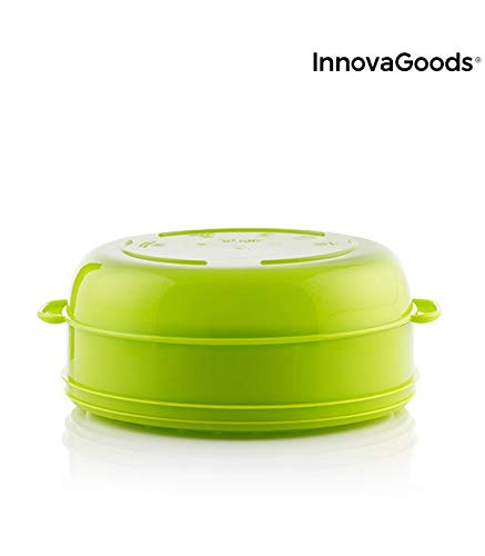 InnovaGoods Vaporera Doble para Microondas Fresh, Verde, 22 x 12/17 cm