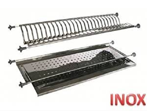 Inox - Escurreplatos para mueble con sujeción de muelles de 86 ml (acero inoxidable, fabricado en Italia)