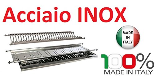 Inox - Escurreplatos para mueble con sujeción de muelles de 86 ml (acero inoxidable, fabricado en Italia)