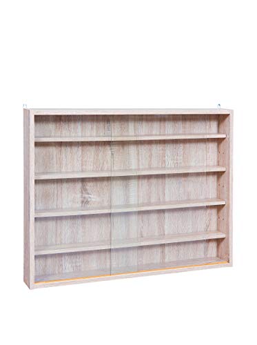 Inter Link Simply Vitrina de madera MDF y vidrio, Beige, 80 x 9.5 x 60 cm