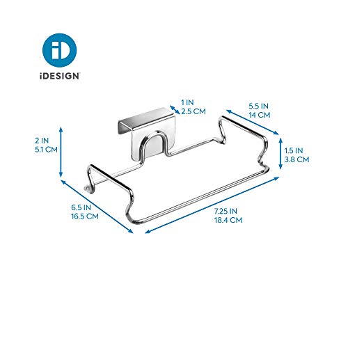 InterDesign Classico Soporte para bolsas de basura, pequeño colgador de puerta en metal, colgador metálico para bolsa, plateado