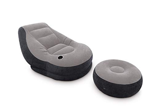 Intex 68564NP - Sillón+reposapiés hinchables 99 x 130 x 76 64 x 28 cm, gris