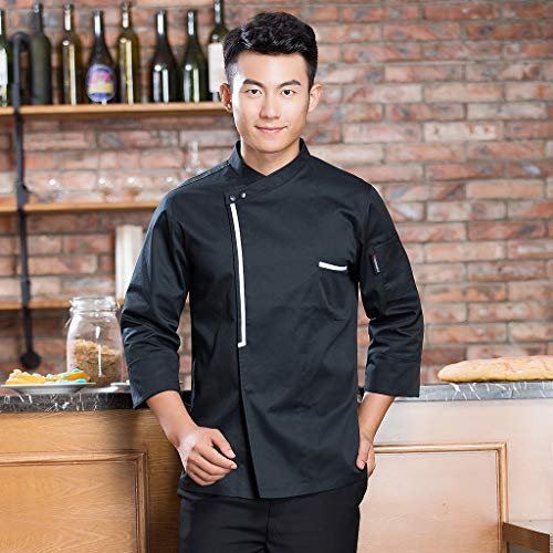 IPOTCH Chaqueta de Chef Cocina Ropa de Hostelería Aficionados - Negro, L