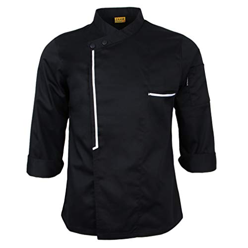 IPOTCH Chaqueta de Chef Cocina Ropa de Hostelería Aficionados - Negro, L