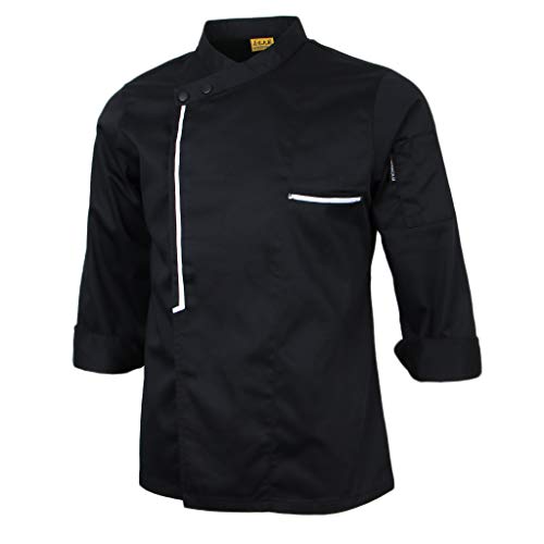 IPOTCH Chaqueta de Chef Cocina Ropa de Hostelería Aficionados - Negro, L