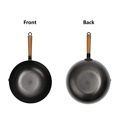 Irinay Ollas De Cocina Sartenes Hierro Martillado A Mano Wok Tradicional con Hierro Fundido Wok Especiado con Dosel De Abeto Chino Negro Venta Inicio Uso Diario Producto