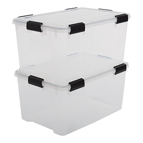 Iris Ohyama, lote de 2 latas herméticas de almacenamiento - Air Tight Box - AT-L, plástico, transparente 50 L, 59 x 39 x 29 cm