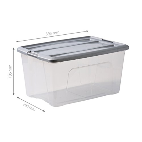 Iris Ohyama New Top Box NTB-15 - lote de 3 cajas apilables de almacenamiento, Gris, 15 L