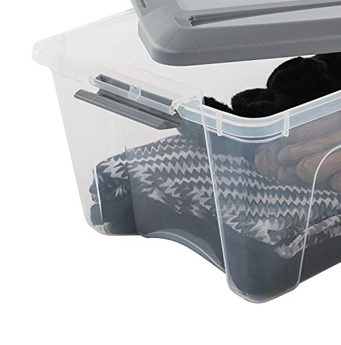 Iris Ohyama New Top Box NTB-15 - lote de 3 cajas apilables de almacenamiento, Gris, 15 L