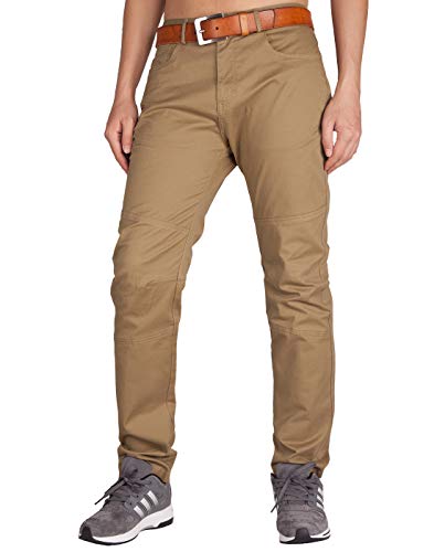 ITALY MORN Pantalones Chinos Trekking Hombres Baggy 5 Bolsillos (Caqui Oscuro, 36)