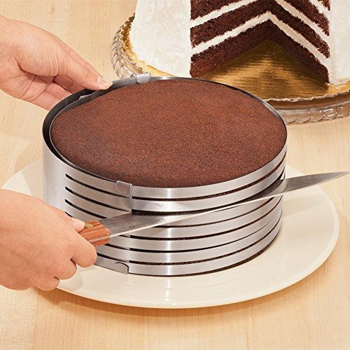 Itian Molde para laminar tartas, rebanador de la rebanada de la torta de la capa del kit de la rebanada de la torta, de acero inoxidable, Cortador ajustable de acero inoxidable para tarta (6- 8Inch)