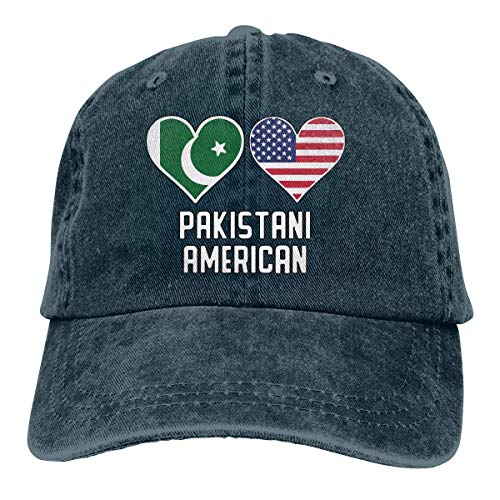 iuitt7rtree Fitness Hip Hop, gorra de cráneo de secado rápido, absorbe la humedad, gorra de viaje pakistaní americano con banderas de corazón vaquero jeanet gorra de béisbol ajustable para papá