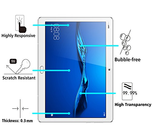 ivoler Protector de Pantalla para Huawei MediaPad M3 Lite 10, Cristal Vidrio Templado Premium