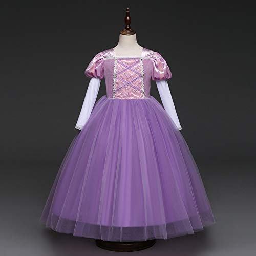 IWEMEK Sofia el Primer Traje de Princesa Rapunzel Disfraz Carnaval para Ninas Halloween Navidad Cumpleaños Cosplay Costume Vestido Largo de Fiesta de Baile de Tul Morado 4-5 Años