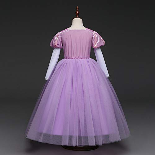 IWEMEK Sofia el Primer Traje de Princesa Rapunzel Disfraz Carnaval para Ninas Halloween Navidad Cumpleaños Cosplay Costume Vestido Largo de Fiesta de Baile de Tul Morado 4-5 Años