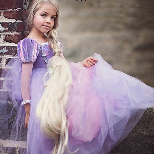 IWEMEK Sofia el Primer Traje de Princesa Rapunzel Disfraz Carnaval para Ninas Halloween Navidad Cumpleaños Cosplay Costume Vestido Largo de Fiesta de Baile de Tul Morado 4-5 Años